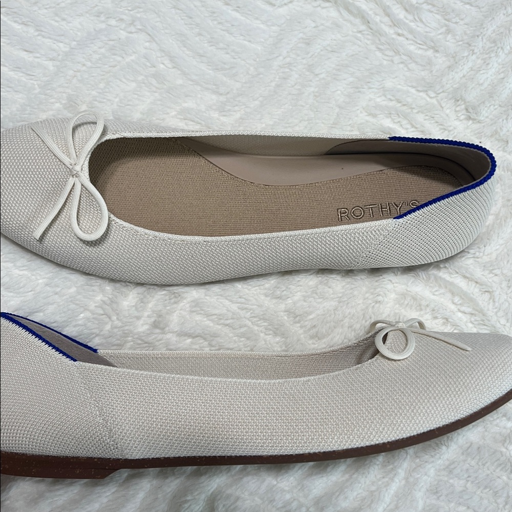 Rothy’s The Flat Gardenia Cream Bow Flats Size 12 Sustainable Knit NWOB - Picture 8 of 12
